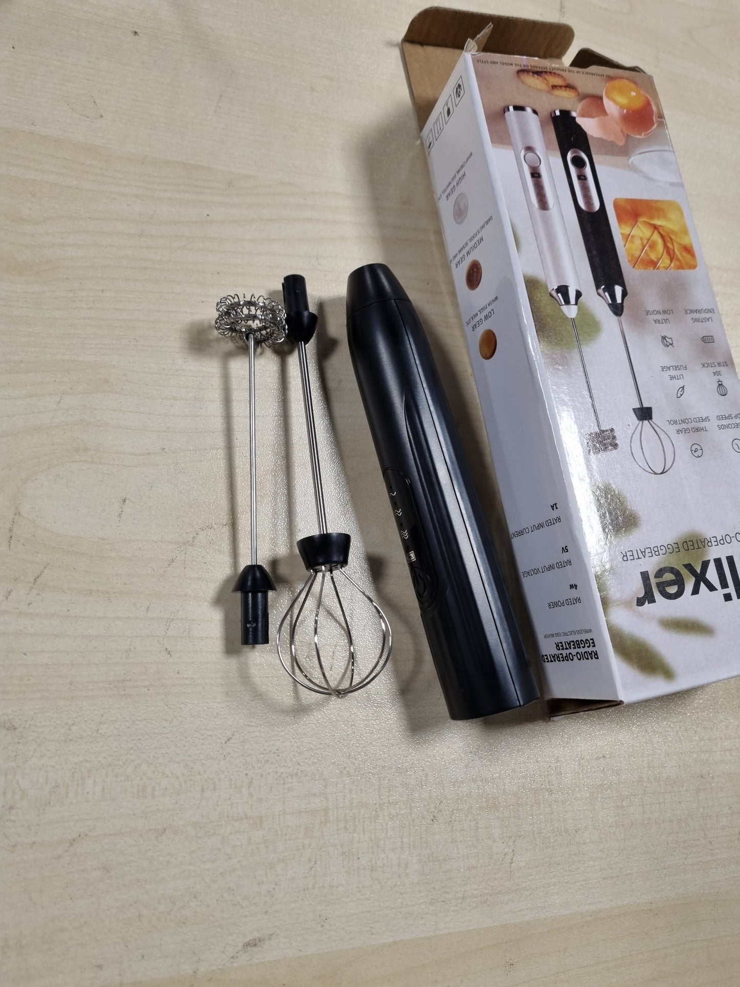 241739 - Shkumëzues Qumështi Elektrik i Rikarikueshëm me USB, Mikser i Vogël me 3 Shpejtësi, 2 Koka të Vogla për Matcha, Kafe dhe Qumësht, Çelik Inoks