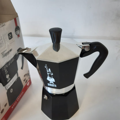 221736 - BIALETTI - Moka Color: Makinë ekspreso ikonike në sobë, bën kafe të vërtetë italiane, Moka Pot 6 gota (250 ml), alumini, e zezë