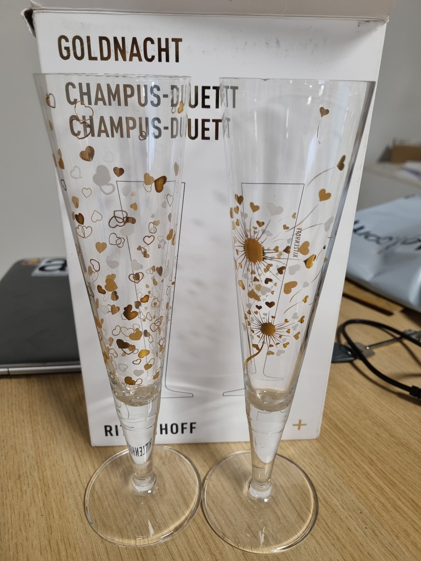 215495 - RITZENHOFF Gotë Shampanje 200 ml - Set me 2 pjesë - Gotë Dizajni me Ar të Vërtetë - Prodhuar në Gjermani