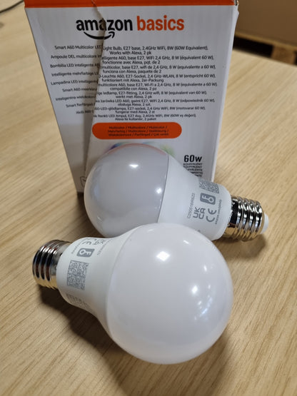 215303 - AMAZON BASICS Llambë LED inteligjente, E27, 8W (ekuivalente me 60W), funksionon vetëm me Alexa, pako me 2
