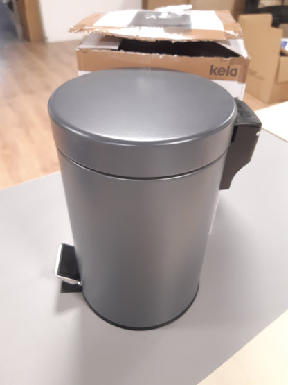 228904 - Kosh kozmetik KELA, gri, 3l, kosh metalik me pedale për banjo, MONACO, gri e errët mat