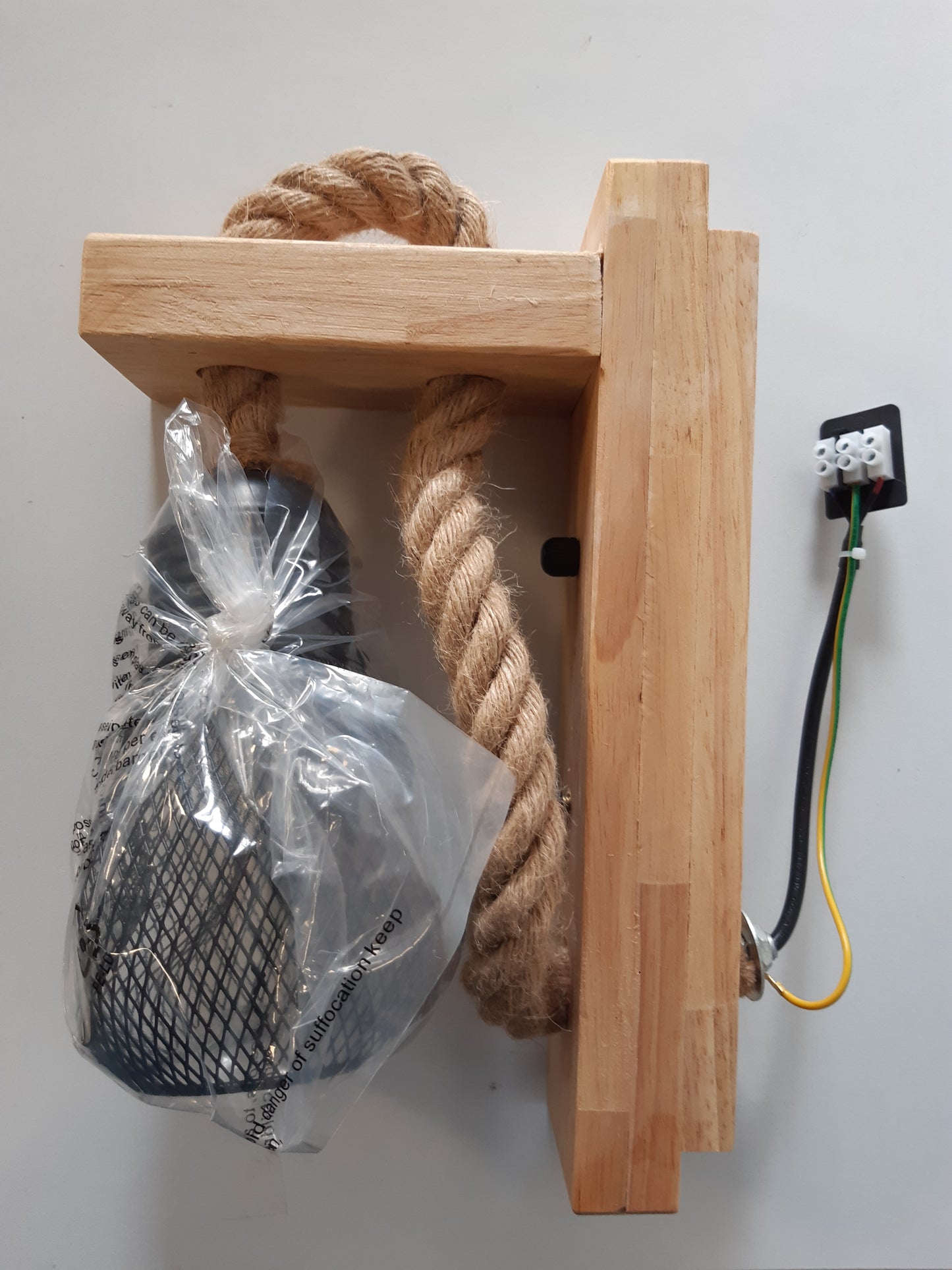 236015 - PHEASHINE Llambë Muri prej Druri Rustik, Retro Vintage, Prizë E27, Litar Kërpi, Dhomë Gjumi, Dhomë Ndenjeje