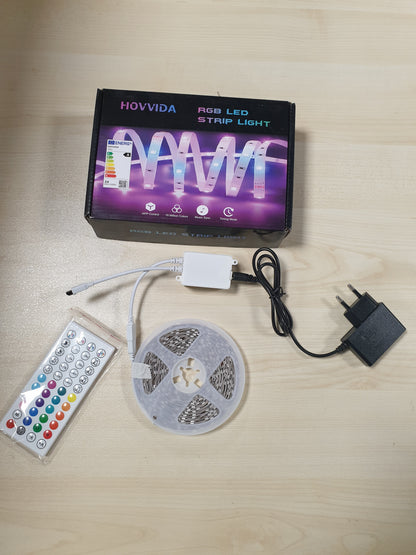 233917 - SHIRIT LED HOVVIDA 10M, 30 LED/metër, 24V RGB, 300 LED, APLIKACION dhe telekomandë, për Dhomë Gjumi, Festë