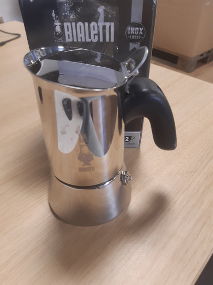 261291 - BIALETTI Venus i Ri, makinë ekspreso prej çeliku inox, 2 gota të ndara (0.85 ml), alumini, argjend, e përshtatshme për të gjitha llojet e sobave (nuk është e përshtatshme për soba me induksion)