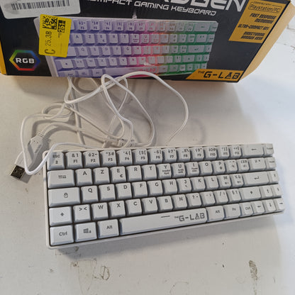 268711 - G-LAB - Keyz Hydrogen, Tastierë Lojërash 60%, AZERTY gjysmë-mekanike me tela, Ndriçim Prapa Shumëngjyrësh - Tastierë Mini e Heshtur Lojërash, Format Kompakt TKL - PC/PS5 (e Bardhë)
