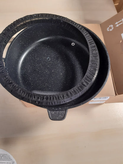 199566 - KORDISEN Tigan i Thellë Jo-Ngjitës 30cm me Veshje Granite dhe Kapak, Pa PFOA, i Pajtueshëm me Induksion, Enë Gatimi me Gurë të Shëndetshëm