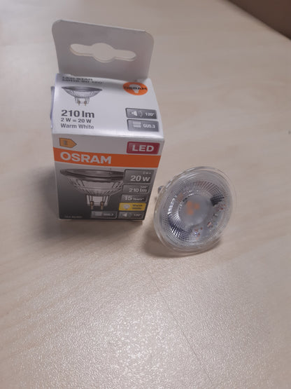 230027 - OSRAM Llambë me Spot LED Star MR16 2W 827, 2700K, GU5.3, 120°, 210 lm, tension i ulët, dizajn prej xhami