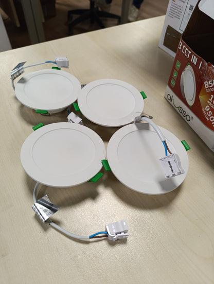 245610 - ALUSSO Drita LED të Inkasuara 230V me Errësim 10W 1050LM Spot Tavani të Sheshtë 3CCT 3000K E Bardhë e Ngrohtë 4000K E Bardhë Neutrale 6500K E Bardhë e Ftohtë IP44 për Banjo, Kuzhinë, Dhomë Ndenjeje, Set prej 6 copësh