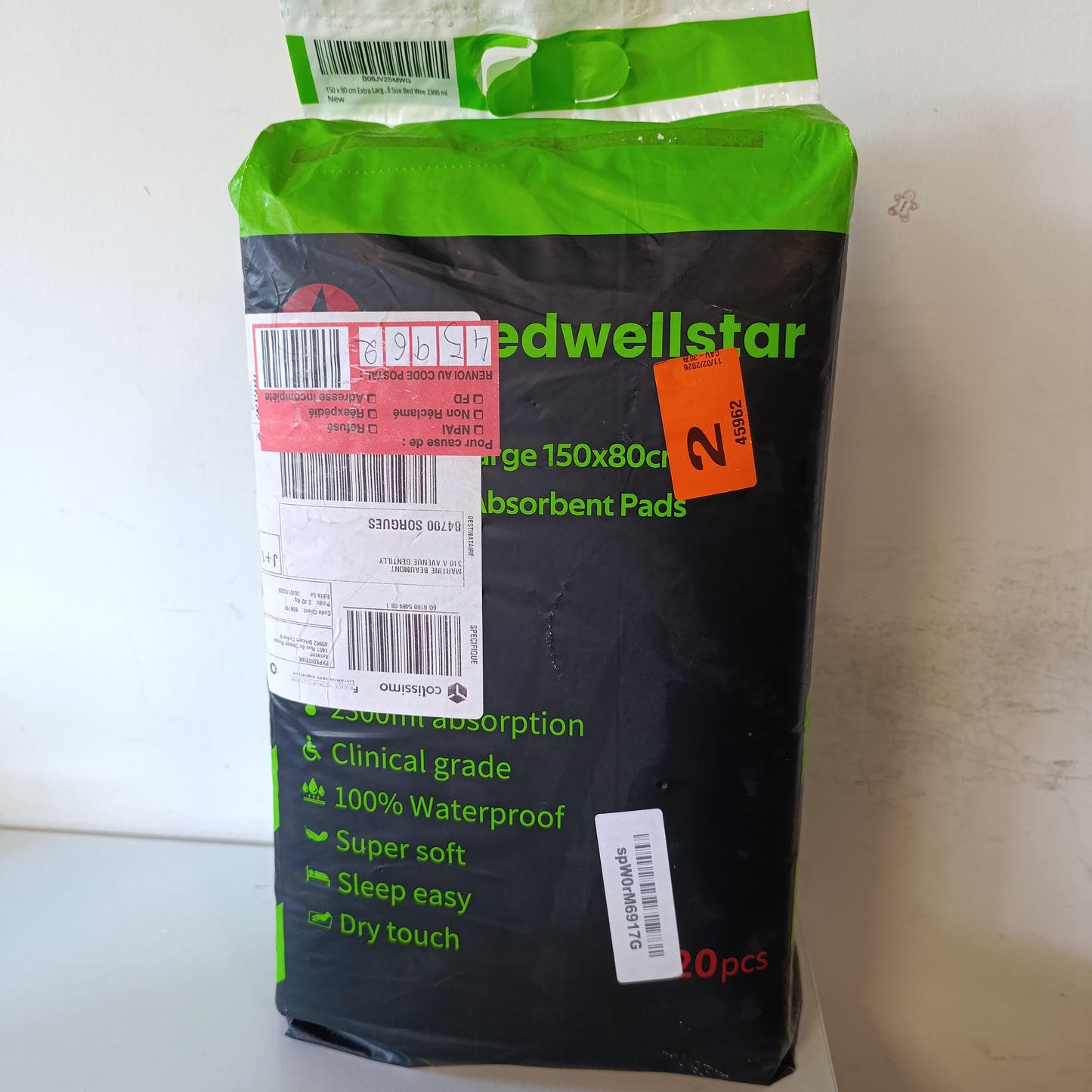 224006 - Speedwellstar Mbrojtëse për Inkontinencën, 150x80cm, 2300ml, Pako me 20 Mbrojtëse Shtrati dhe Dysheku, të Papërshkueshme nga Uji