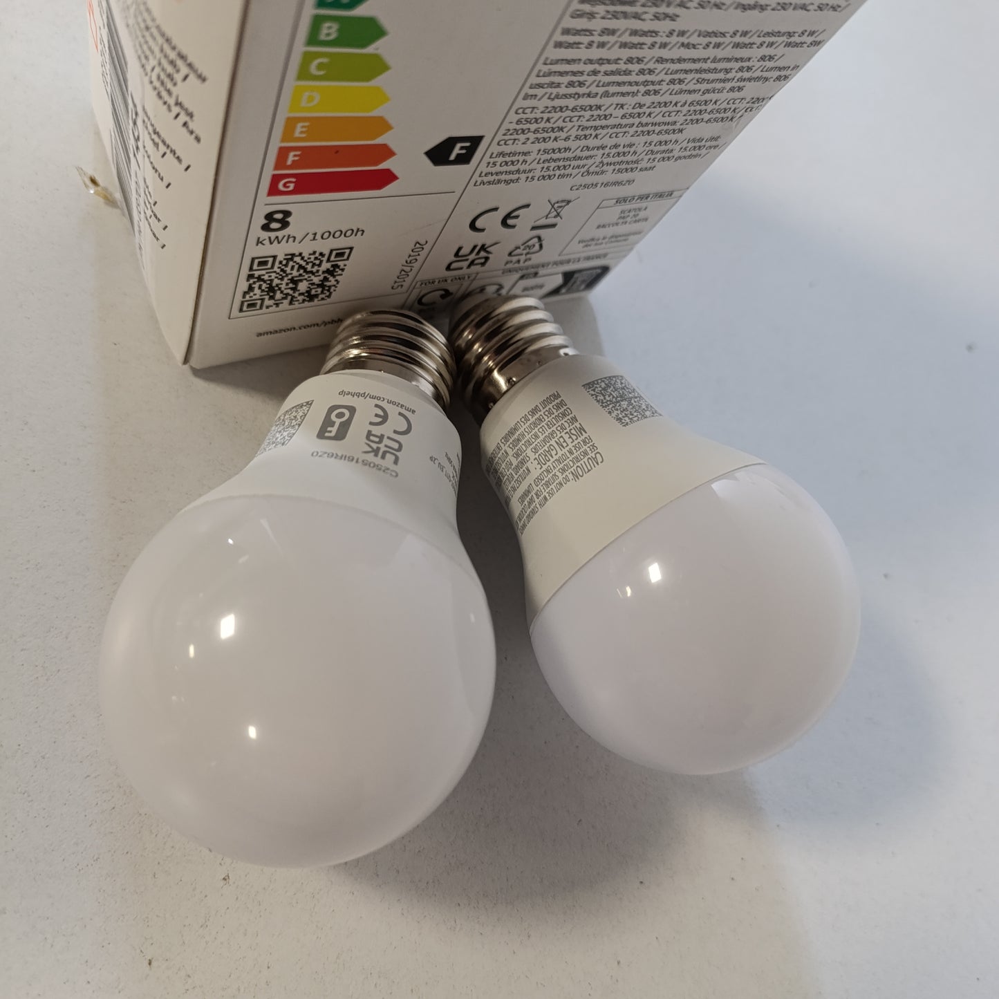 215287 - AMAZON BASICS Llambë LED inteligjente E27, 8W (ekuivalente me 60W), funksionon vetëm me Alexa, pako me 2