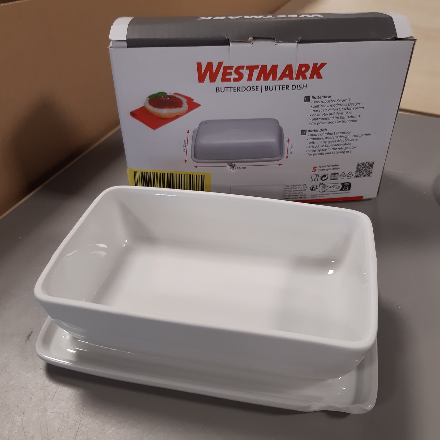 263250 - WESTMARK Butterdose, Dekorativ, Gjatësia: 18.5 cm, Keramik, Weiß, 20892260