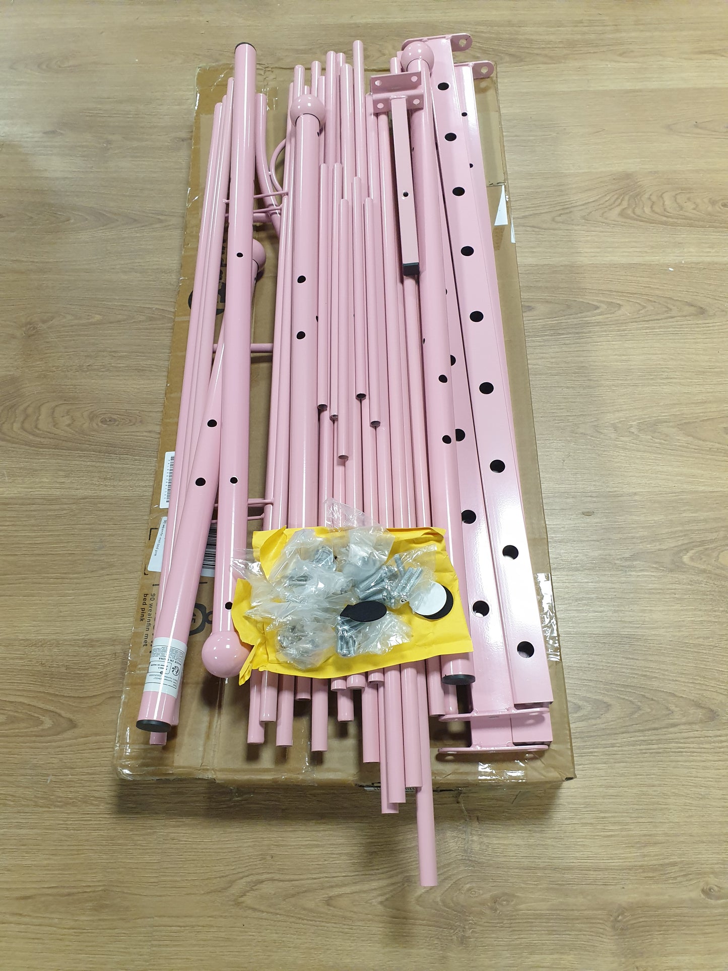 244391 - VIDAXL Kornizë shtrati pa dyshek Rozë Metalike 90x200 cm