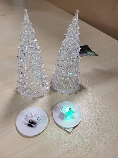 220300 - COM-FOUR® Set prej 2 Pemësh Dekorative Akrilike me Drita LED, 2 Copë, Ngjyra të Përziera, Bateri, Ndriçim Ambient Krishtlindjesh