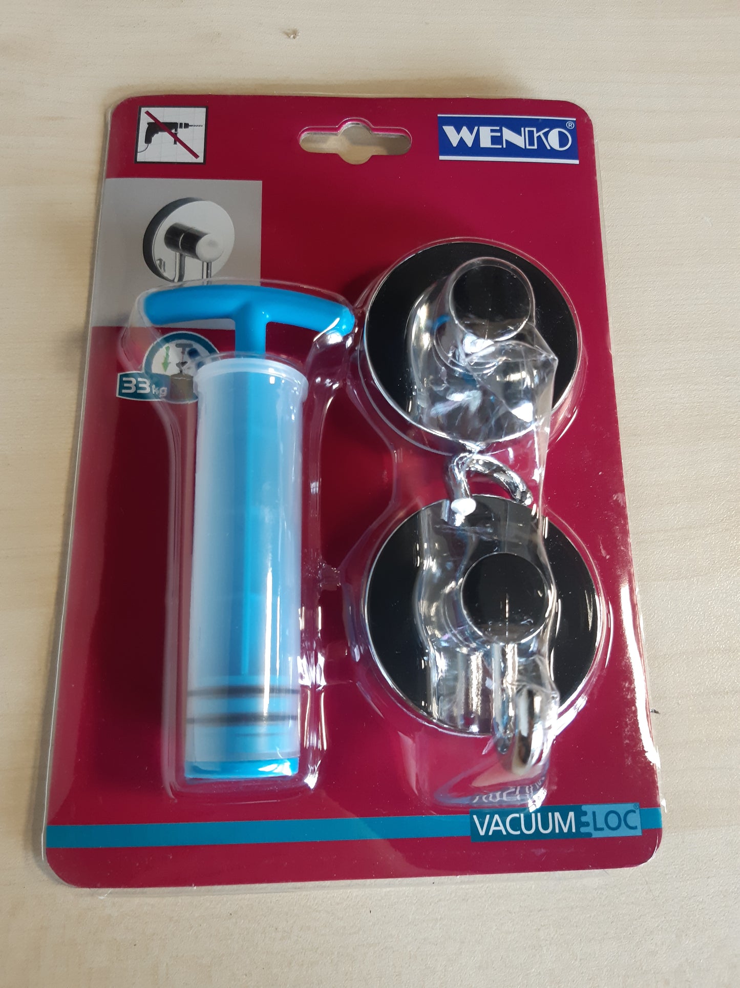 253950 - WENKO Grepa muri Vacuum-Loc®, set prej 2 copësh, 6 x 6.7 x 5 cm, plastikë e kromuar