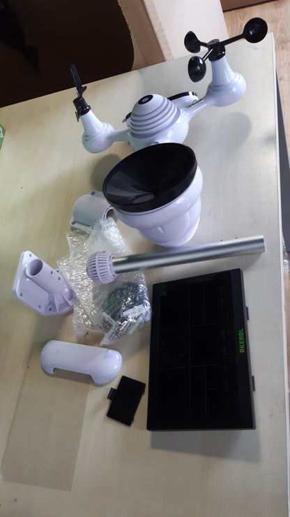 217056 - KERBL STACION METEOROLOGJIK DIXHITAL 7 në 1 - WiFi, e bardhë/e zezë, pa tel, matës shiu, strehim plastik