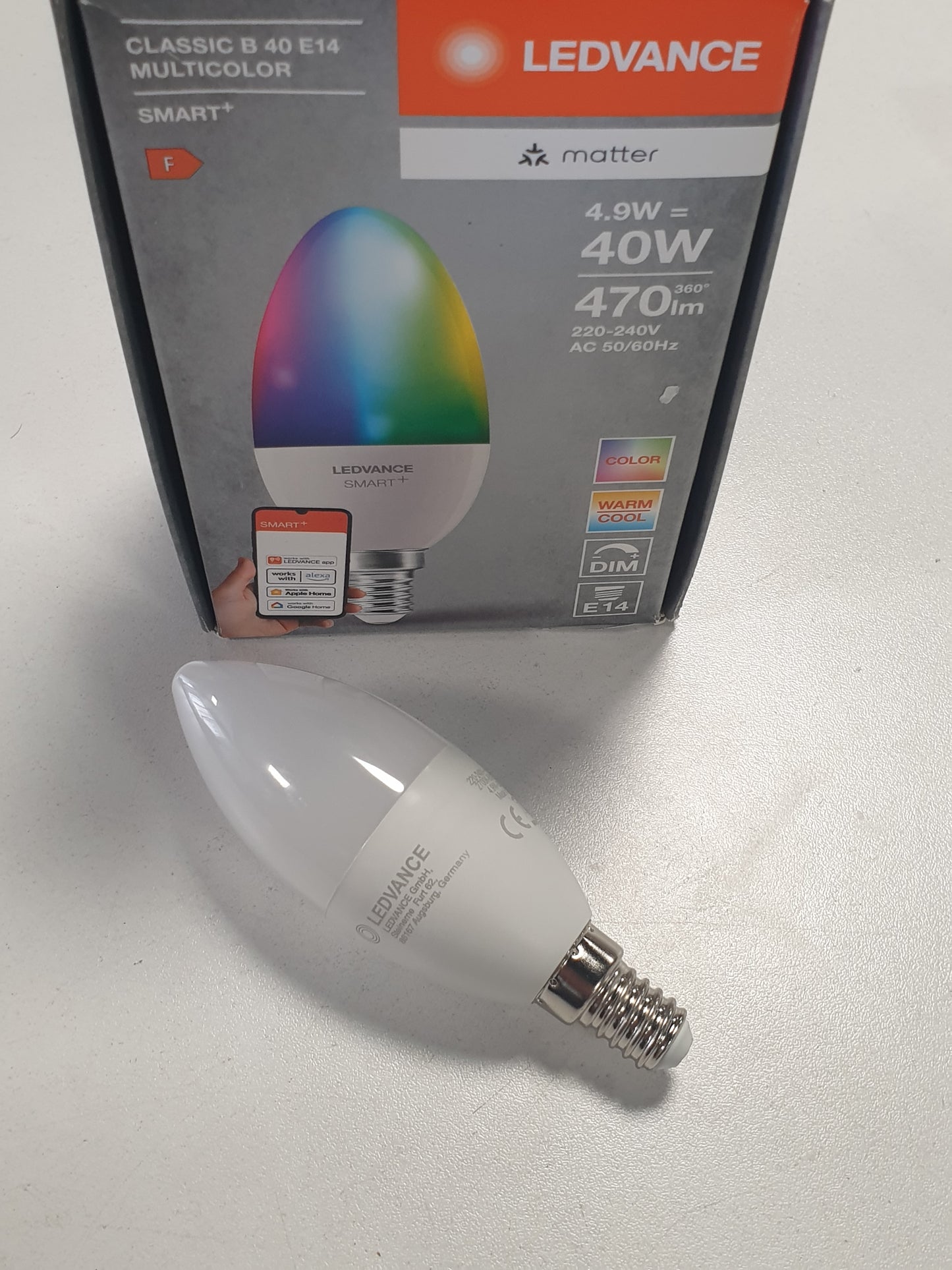 229507 - LEDVANCE Llampa LED SMART+ MATTER, e pajtueshme me Google, Alexa, Apple, 4.9W, 470lm, E14, jetëgjatësi deri në 20,000 orë