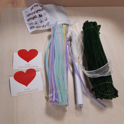 253370 - TAIMEIMAO Set Artizanal me Lule Pastruese Pipe Tulipash, 200 pjesë, set buqetash me lule tulipanë shumëngjyrësh, letër lulesh, shirit ngjitës, fjongo, drita me varëse