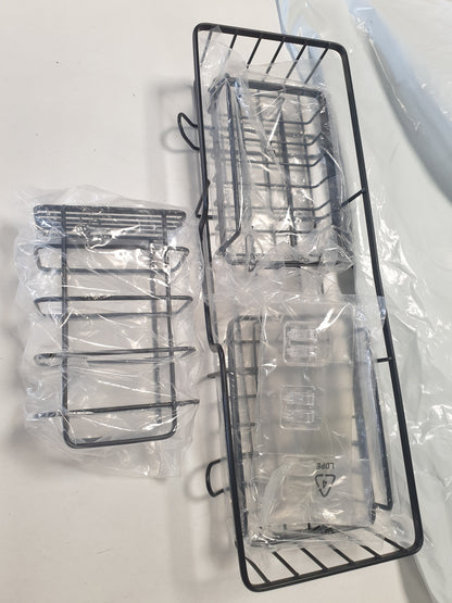 256382 - AMAZON BASICS Raft dushi prej çeliku inox, vetëngjitës, pako me 5 copë, e zezë