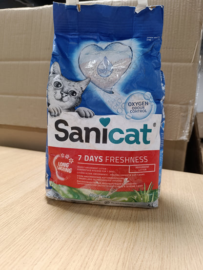 258311 - Sanicat - Plehra Klasike për Mace me Aromë Aloe Vera, Kontroll i Erës 7-ditore, Thithje e Shpejtë, Madhësia: 4 L