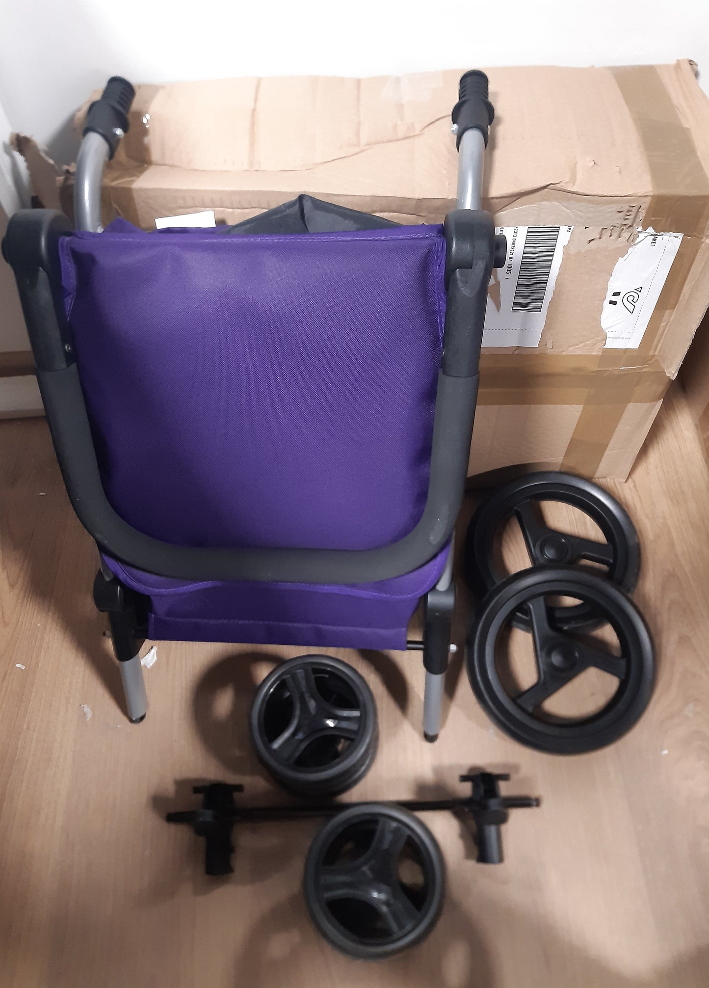 175044 - CARLETT - Karrocë e Palosshme për Supermarkete LETT430 Lite Duo, me 4 Rrota, Dorezë dhe Fren Sigurie e Rregullueshme, Çantë e Zgjerueshme 48L, Çantë Termike 10L, Ngjyra Vjollcë