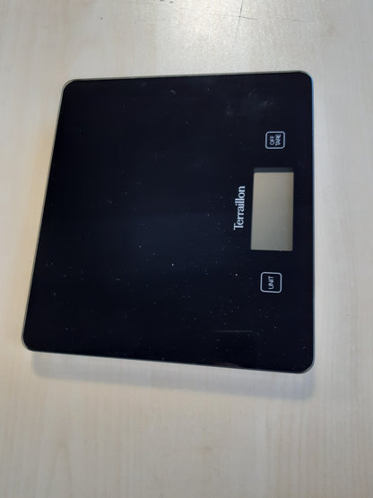 214898 - TERRAILLON Peshore Elektronike Kuzhine, Platformë Qelqi, Funksion Matës i Tarës, Kapacitet 5 kg, Graduacion 1 g, E zezë