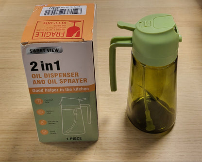 238824 - SWEET VIEW Dispenser dhe Spërkatës Vajrash, Derdhës Vajrash prej Qelqi, Kapacitet 470 ml, Rezistent ndaj Dritës për Kuzhinë, Fritezë me Ajër, Gatim, Sallata dhe Barbecue