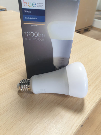 261191 - PHILIPS HUE White E27, pako e vetme, 1600lm, dritë e bardhë e ngrohtë, e errësueshme, kontroll nëpërmjet aplikacionit, pajtueshme me Amazon Alexa