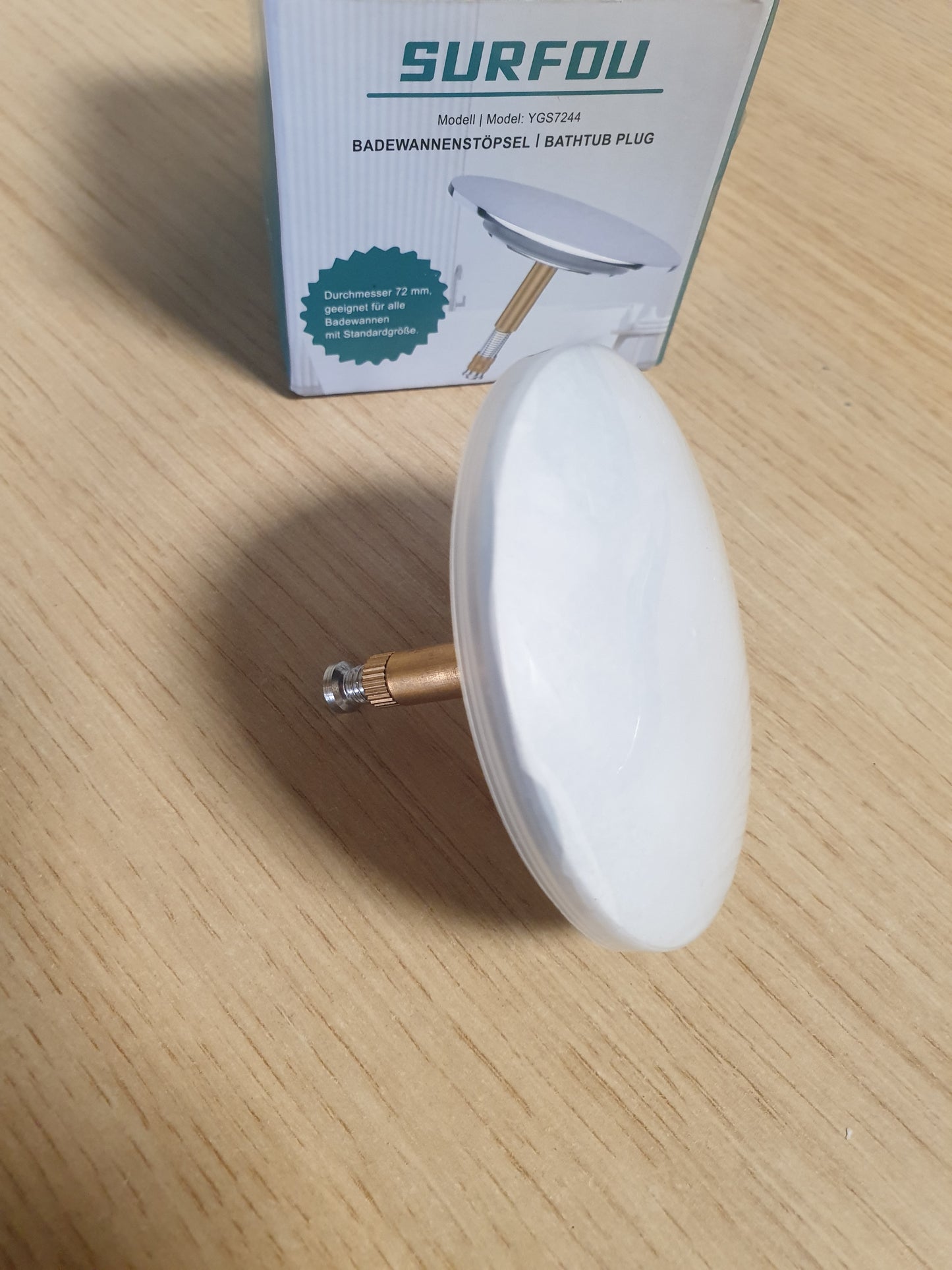 224151 - SURFOU Tapë për vaskë, Diametër 72 mm, Unazë Vulosëse 44 mm, e përshtatshme për Kulluesin e Vaskës