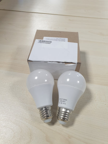 224110 - LLAMBË LED AURAHOME E27 2000K, 9W (Ekuivalente me 60W), Dritë e Butë e Ngrohtë për Dhomë Gjumi, 2 copë