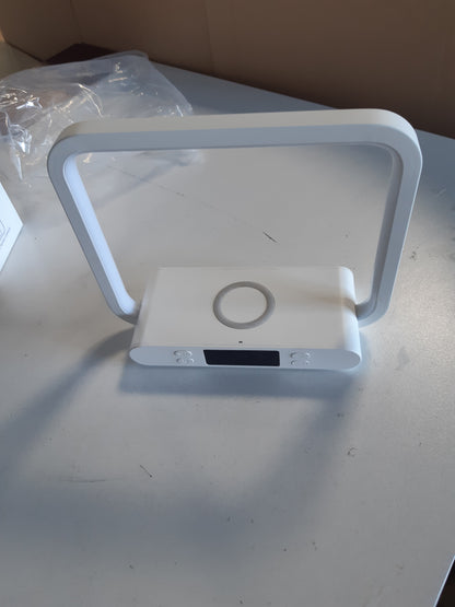 255776 - Llambë nate VOSFEEL me funksion karikimi, e zbehtë me prekje dhe orë, karikim pa tel 15W me port USB, dritë nate për dhomë gjumi, dhomë ndenjeje, zyrë (përfshirë adaptor)