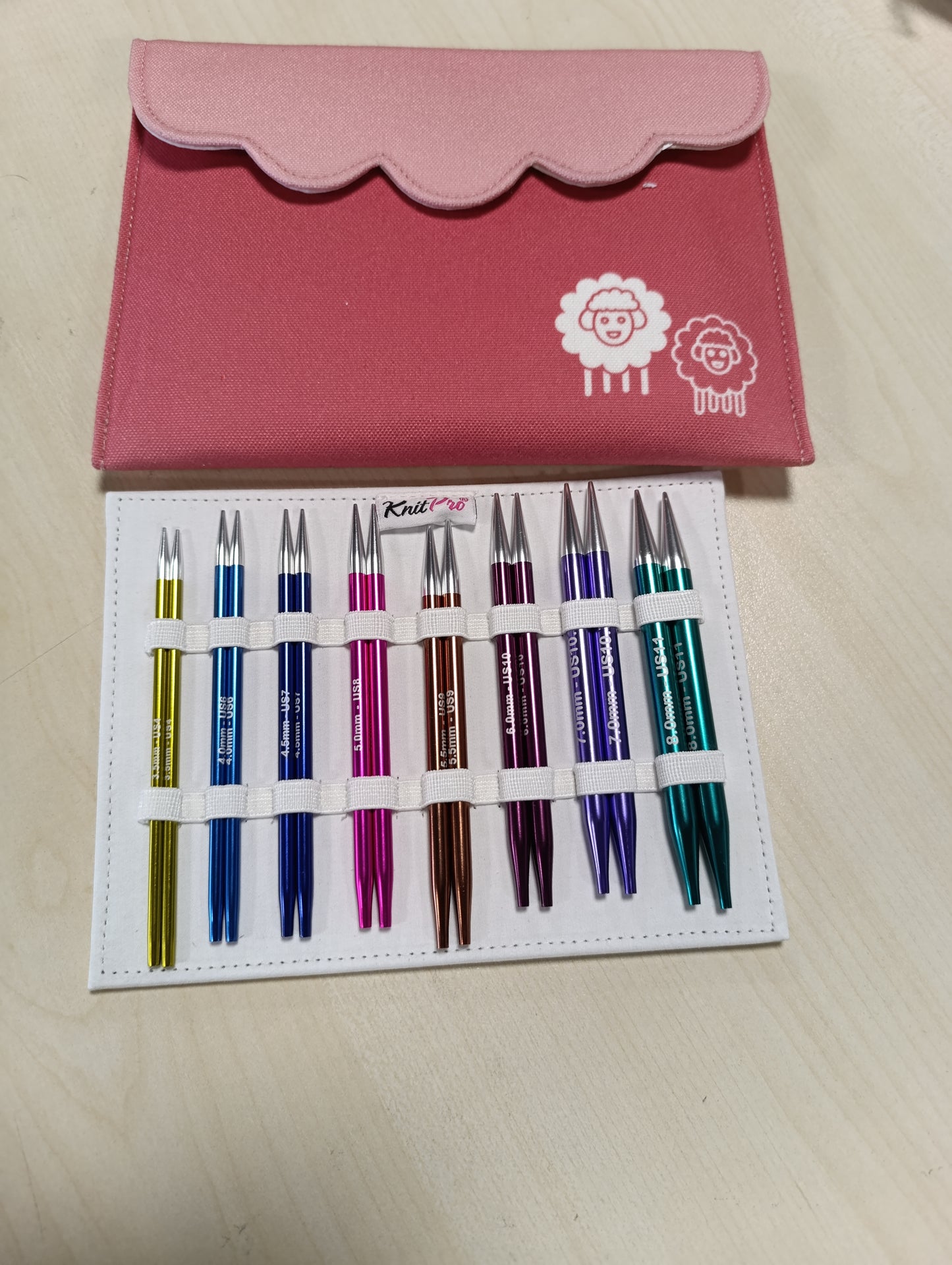 255296 - KNITPRO Set gjilpërash thurjeje Deluxe, çelik inox, shumëngjyrësh, 8 madhësi