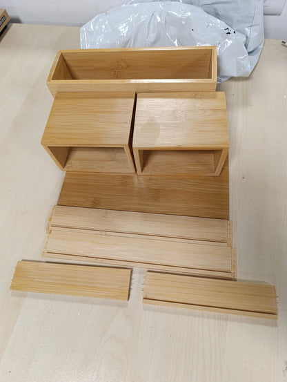 219144 - Set Organizuesi ZELLER 25387, 4 copë, Bambu, afërsisht 28 x 17.7 x 11 cm, Zyrë, Furnizime Makiazhesh