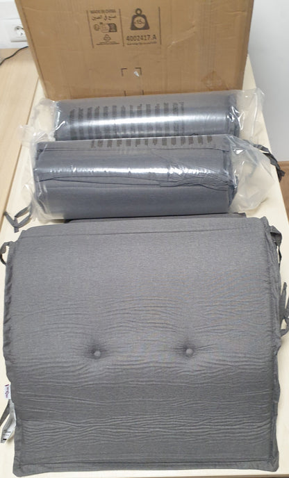 244619 - VIDAXL Jastëkë Karrigesh me Mbështetëse të Lartë, 6 copë, Ngjyrë Gri e Errët, 120x50x4 cm, Material