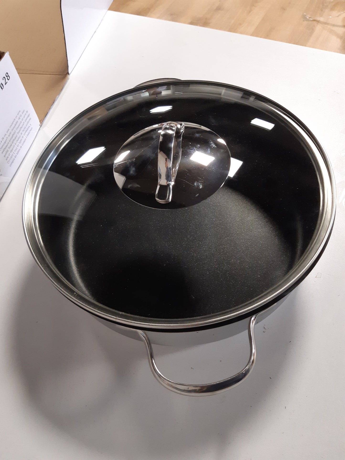 250222 - WMF Tigan për zierje 28 cm, tenxhere 5l me kapak, i pajtueshëm me induksion, çelik inox Cromargan, shtresë jo ngjitëse, i sigurt për furrën