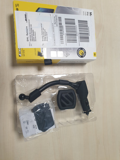 266700 - SCOSCHE Mbajtëse magnetike për telefonin e makinës, adaptor USB për çakmak, prizë 12V, krah i rregullueshëm, dorezë magnetike e sigurt, karikues USB i integruar për telefonat iPhone dhe Android