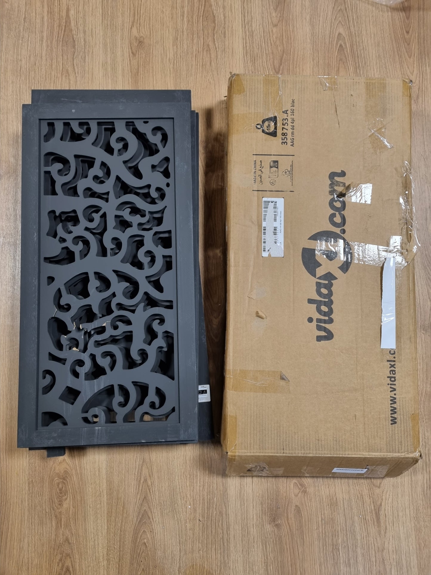 181746 - vidaXL - Ndarës i Dhomës me 4 Panele, Druri i Zi Paulownia