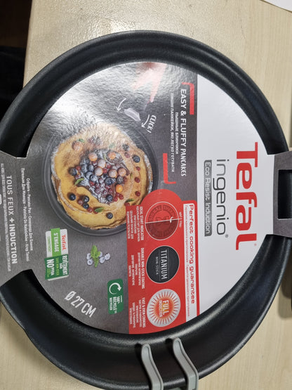 213526 - Tigan Tefal Ingenio 27 cm, Induksion, Veshje Jo-ngjitëse, Derdhje Alumini, I Vendosshëm Njëra mbi tjetrën, I Përshtatshëm për Lavastovilje, Eco Resist L8581004