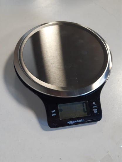 263436 - AMAZON BASICS Peshore Dixhitale Kuzhine me Ekran LCD, Çelik Inoks, Pa BPA, Pesha deri në 11 lbs, E zezë