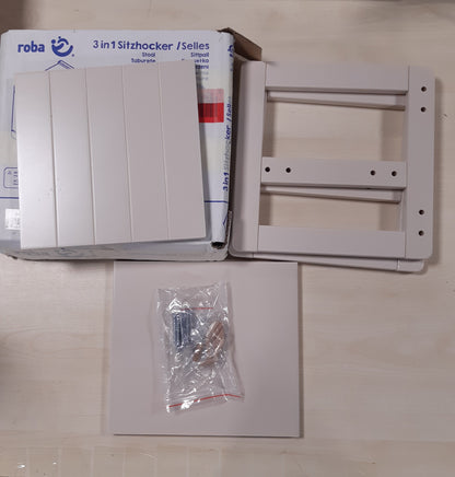 164580 - ROBA Stol dhe Karrige e Kthyeshme për Fëmijë në Stilin Fshatar, me 3 Lartësi Ulësesh, Shumëfunksional, Material Dru Bezhë/Kashmiri