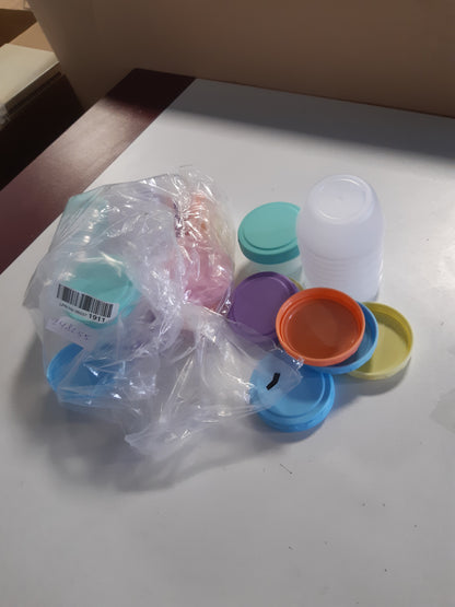 248255 - FENTAR Enë të Vogla Ngrirëse 80ML, 18 Pjesë, me Peshore Matëse, Kapakë Plastikë, Ripërdorshme për Ushqime të Lehta, 6 Ngjyra