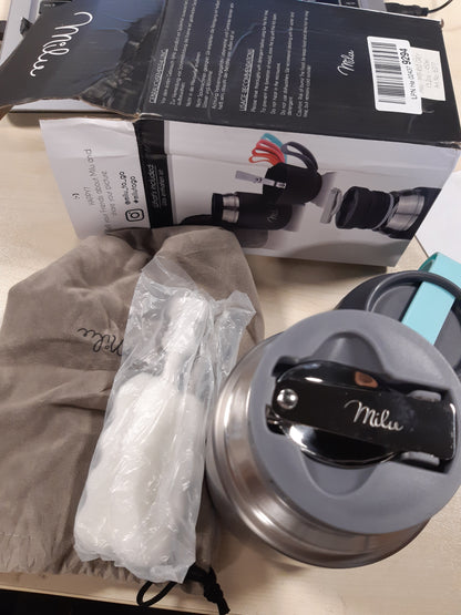 167694 - MILU® Enë Ushqimi e Izoluar prej Çeliku Inox, 450ml, gri, përfshin Lugë, Gotë Termosi, Kuti Termo Dreke për Fëmijë dhe të Rritur, Kuti Termosi për Supa dhe Ushqim për Foshnje