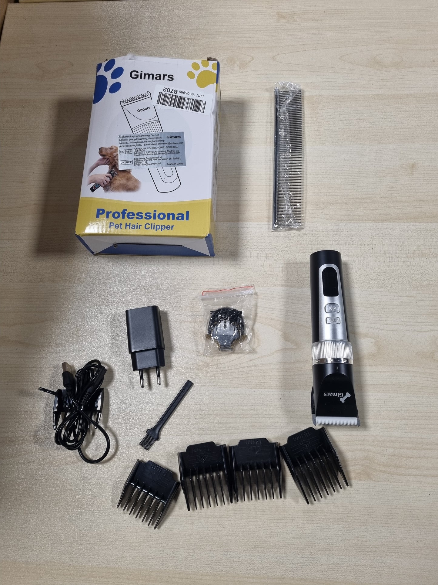 239838 - GIMARS Makinë prerëse qesh pa tel 4-në-1, 4 shpejtësi, 7000 RPM, teh prerës me putra të vogla, e rikarikueshme, e qetë, për qen dhe mace të trasha me qime të gjata