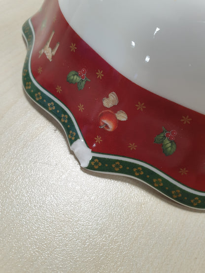 227234 - VILLEROY & BOCH Tas Toy's Delight, 19 cm, për biskota, Enë tavoline Krishtlindjesh prej porcelani, Qeramikë me motive Krishtlindjesh, Porcelan Premium, E bardhë-E kuqe