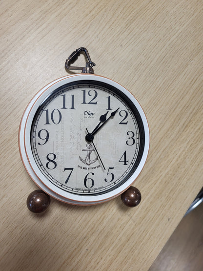 219591 - JUSTUP, orë me alarm, orë analoge kuarci tavoline 5.2 inç e bardhë, retro, stil vintage, mekanizëm kuarci me bateri, xham HD për dhomë gjumi/dhomën e ndenjes/fëmijë
