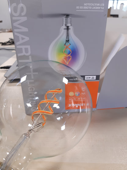 168715 - LEDVANCE Llampa LED inteligjente me Wi-Fi, E27, RGB me ngjyra të ndryshueshme, Formë globi, Filament me ngjyra, Zëvendëson llambat inkandeshente 30W, e kontrollueshme me Alexa, 1 pako