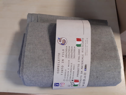 135372 - DELICATE THOUGHTS Mbulesë Divani 360x290cm, Pambuku 100% e Ricikluar, Prodhuar në Itali, Ngjyrë Antracit, Përdorësi si Mbrojtëse Divani dhe Batanije Pikniku