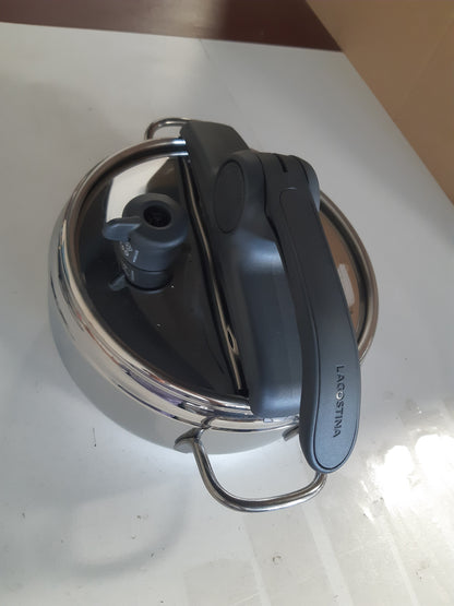 221154 - LAGOESTINA Tenxhere me Presion Irradial Control Lagoeasy'UP 3.5 L, çelik inox 18/10, Ø 22 cm, e pajtueshme me sobë me induksion dhe gaz, kapak që hapet lehtë