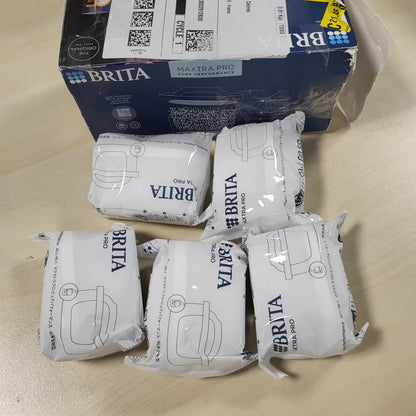 260680 - BRITA Maxtra Pro Pako me 5 fishekë filtri, Mbushje origjinale për ujë rubineti, zvogëlon papastërtitë, klorin, pesticidet dhe gëlqeren