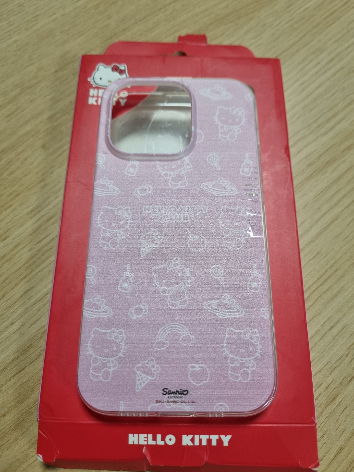 266969 - Mbulesë silikoni transparente fleksibile për iPhone 14 Pro, model Hello Kitty, ngjyrë rozë, TPU