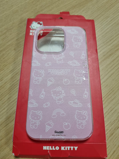 266969 - Mbulesë silikoni transparente fleksibile për iPhone 14 Pro, model Hello Kitty, ngjyrë rozë, TPU